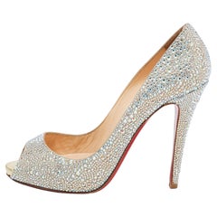 Christian Louboutin Two Tone Crystal Embellished Leather Pumps Size 40