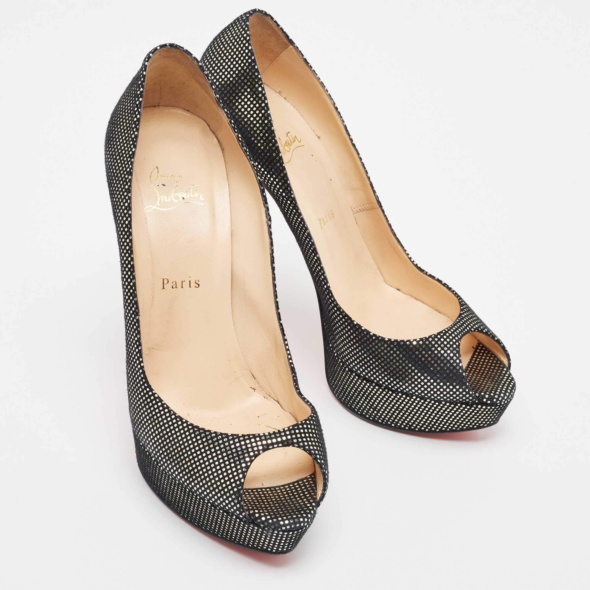 Christian Louboutin escarpins Lady Peep en daim stratifié deux tons, taille 40 Bon état - En vente à Dubai, Al Qouz 2