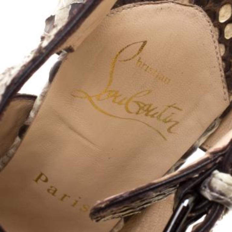 Christian Louboutin Two Tone Leather Criss Cross Strap Platform Sandals Taille 37 en vente 1