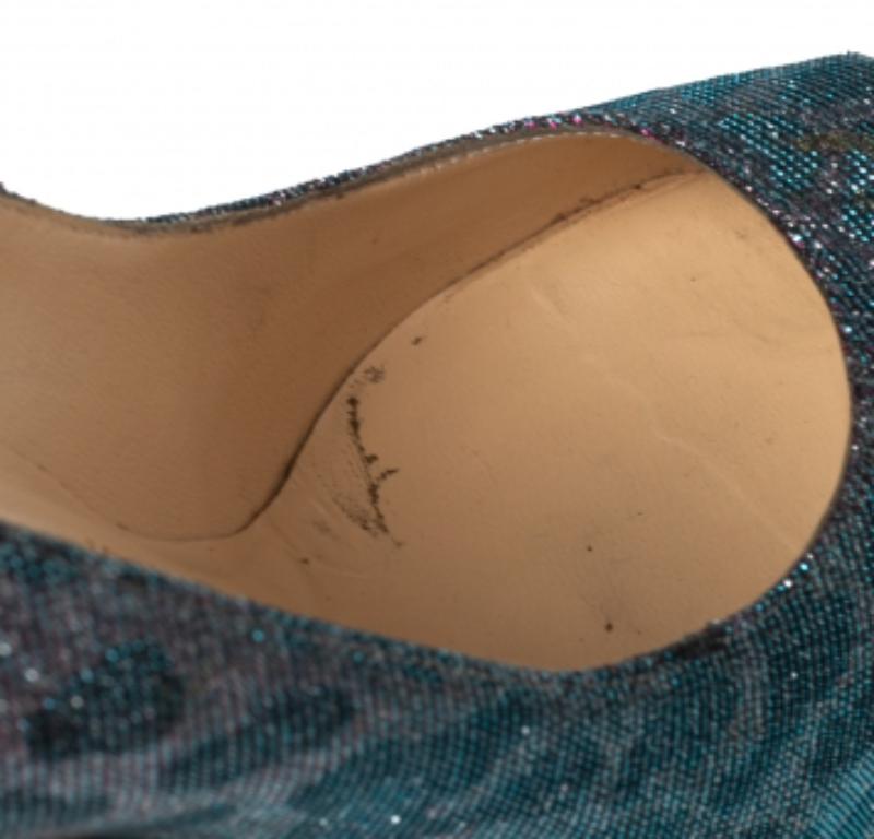 Christian Louboutin - Escarpins bicolores en tissu lamé imprimé léopard - Taille 37,5 en vente 1