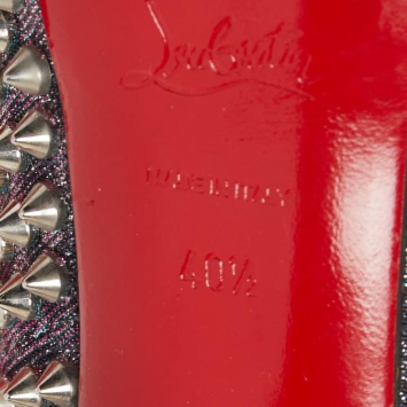 Christian Louboutin Two Tone Lurex Fabric Lady Peep Spikes Pumps Talla 40.5 en venta 2