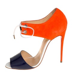 Christian Louboutin Two Tone Patent Leather and Suede Sandals Size 39.5