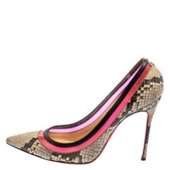 Christian Louboutin Two Tone Python And PVC Paulina Pointed Toe Pumps Size 40