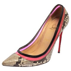 Christian Louboutin Two Tone Python And PVC Paulina Pointed Toe Pumps Size 40