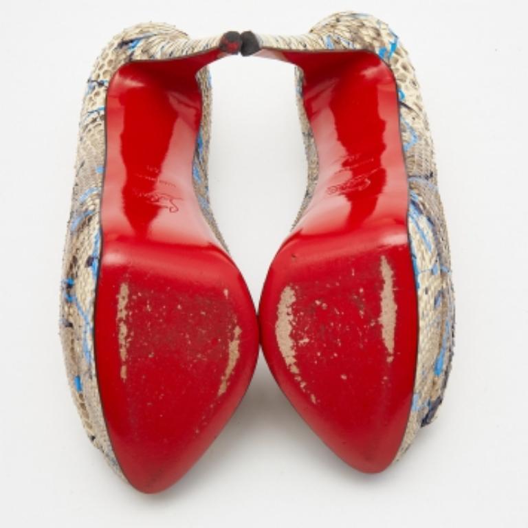 Christian Louboutin Zwei Ton Python Graffiti Druck Dame Peep Pumps Größe 40 im Angebot 4