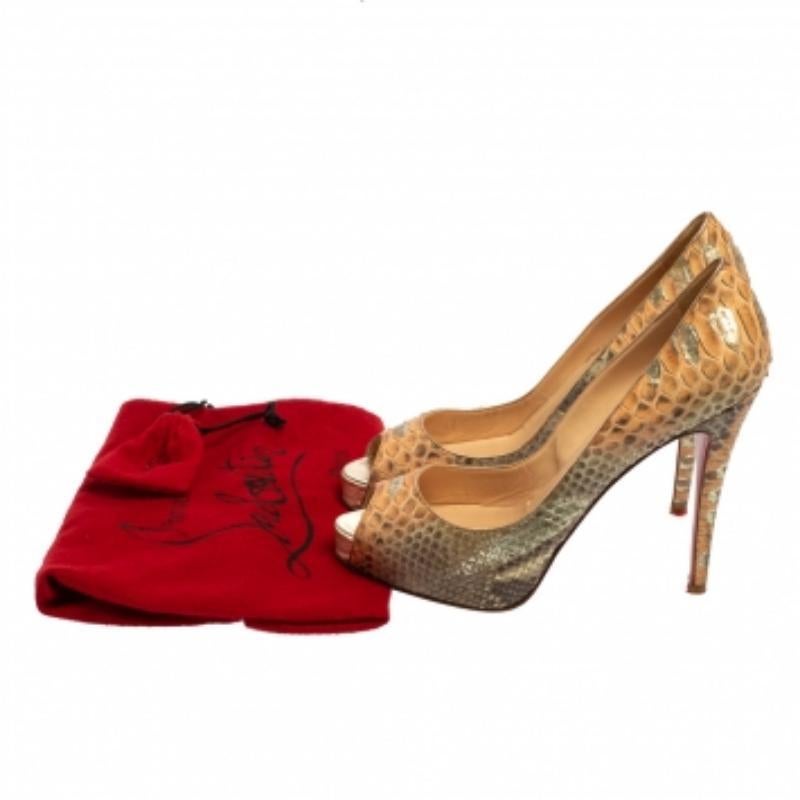 Christian Louboutin - Pumps Peep Toe in pitone bicolore Very Prive New - misura 38,5 in vendita 3