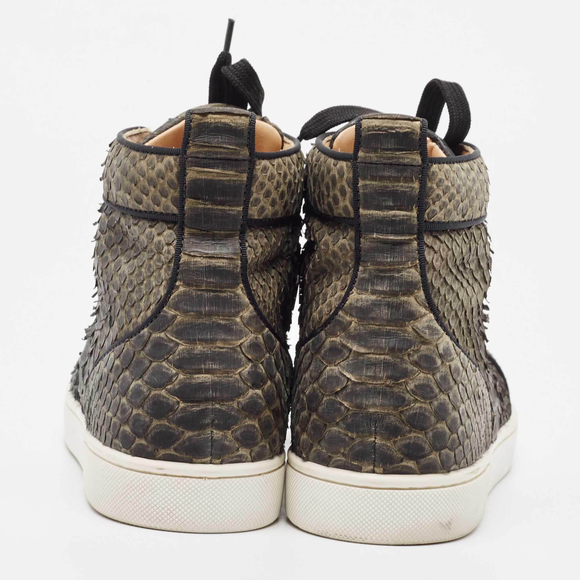 Men's Christian Louboutin Two Tone Python Rantus Orlato High Top Sneakers Size 43 For Sale