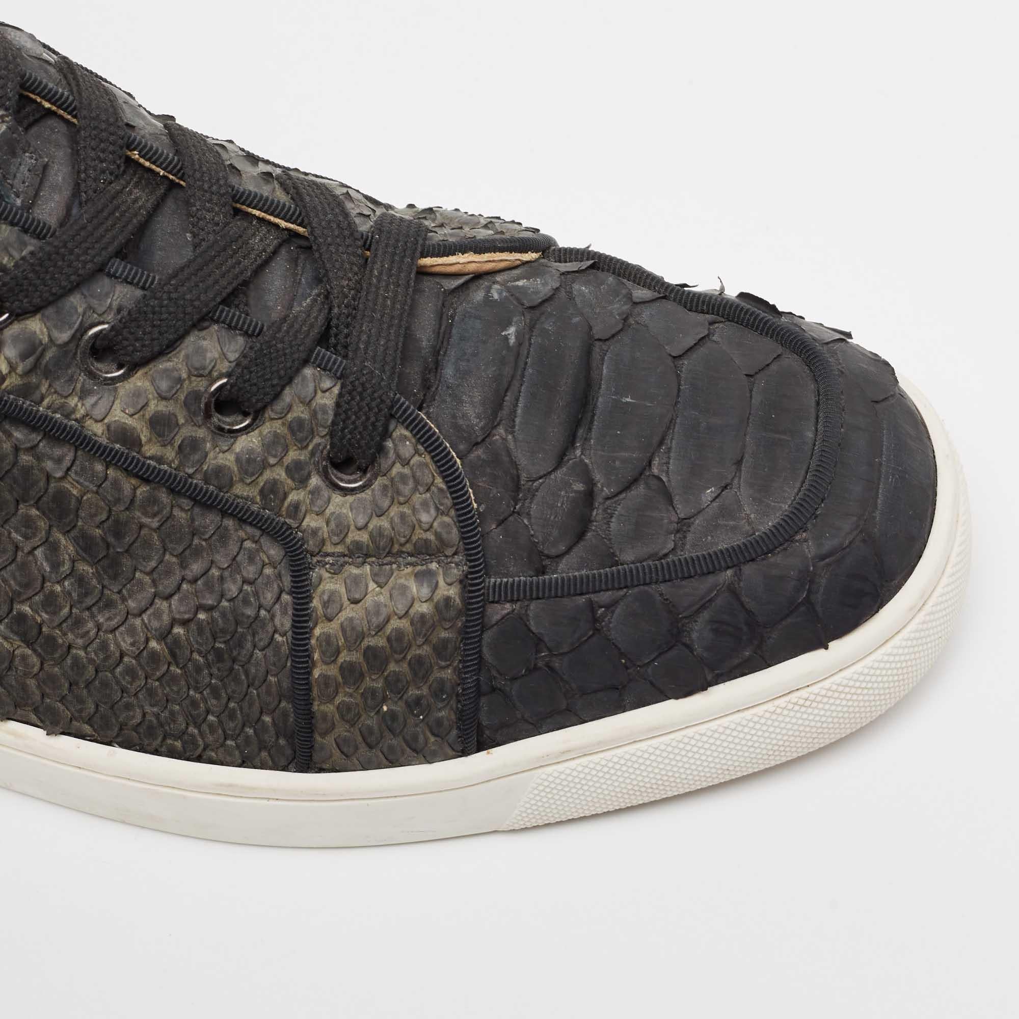 Christian Louboutin Two Tone Python Rantus Orlato High Top Sneakers Size 43 For Sale 4