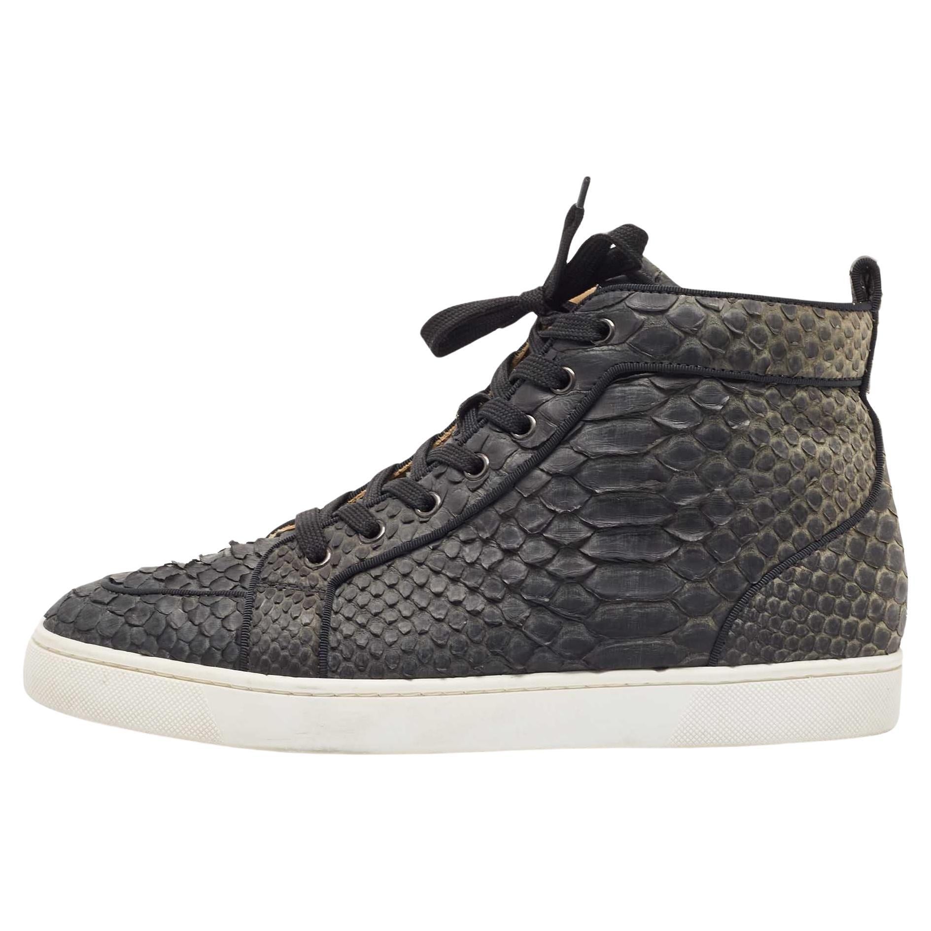 Christian Louboutin Two Tone Python Rantus Orlato High Top Sneakers Size 43 For Sale