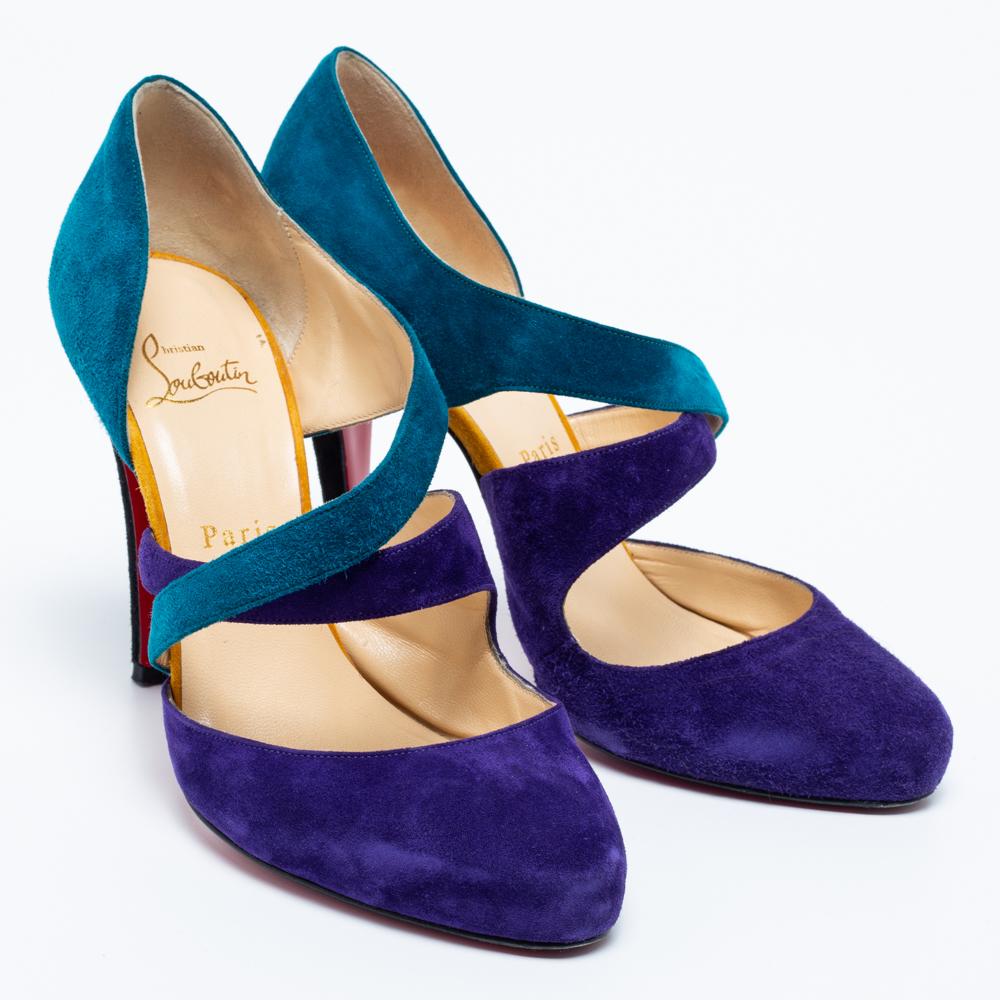 Purple Christian Louboutin Two-Tone Suede Citoyenne Pumps Size 39.5 For Sale