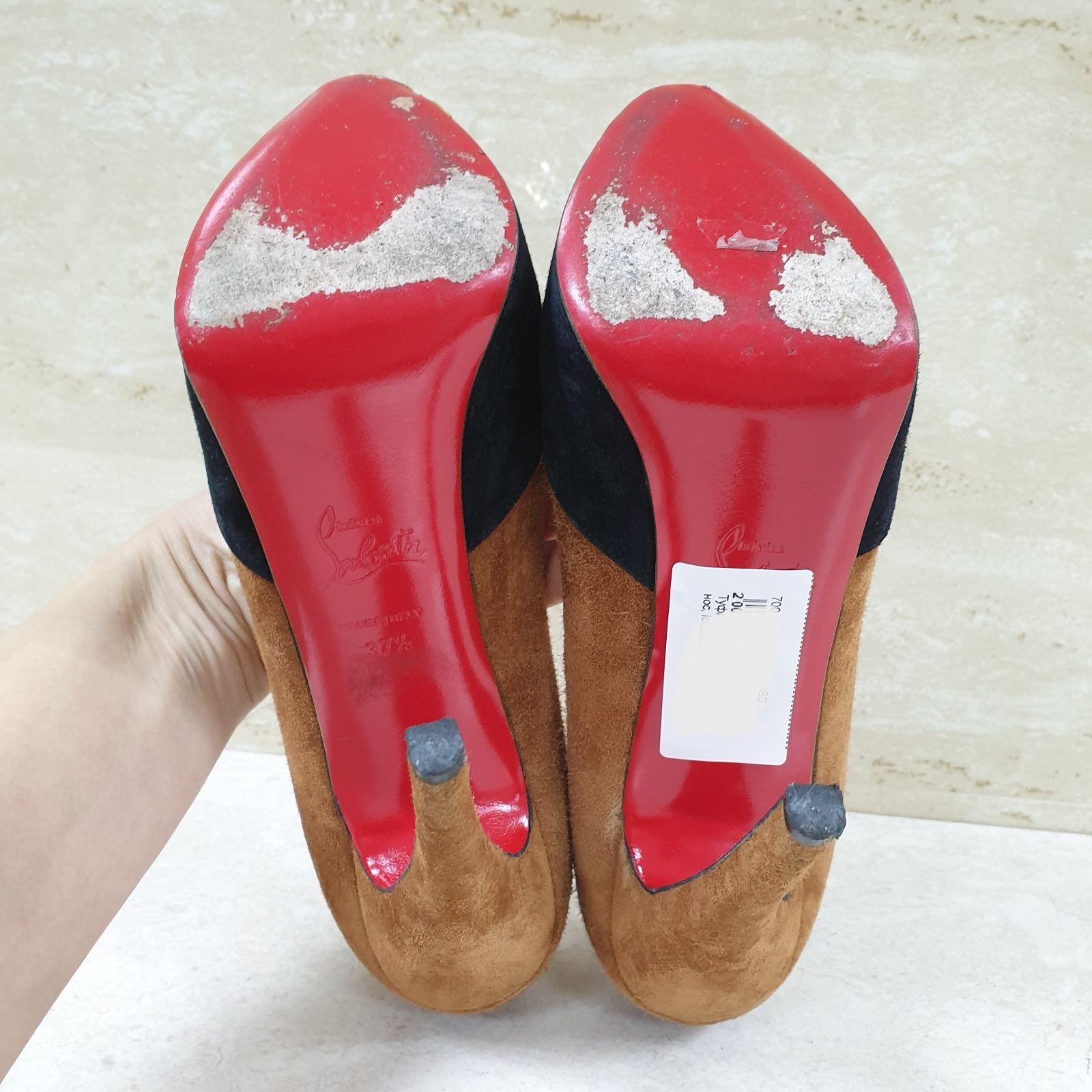Christian Louboutin Two Tone Suede Maggie Embellished Cap Toe Platform Pumps 1