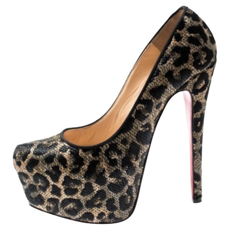 Christian Louboutin Zwei-Ton-Gewebe Raffia Daffodile Plateau Pumps Größe 37