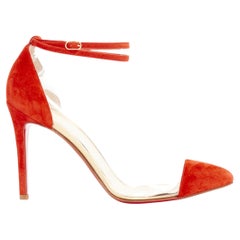 CHRISTIAN LOUBOUTIN Un Bout 100 Veau Velours mandarin PVC strappy pumps EU37.5