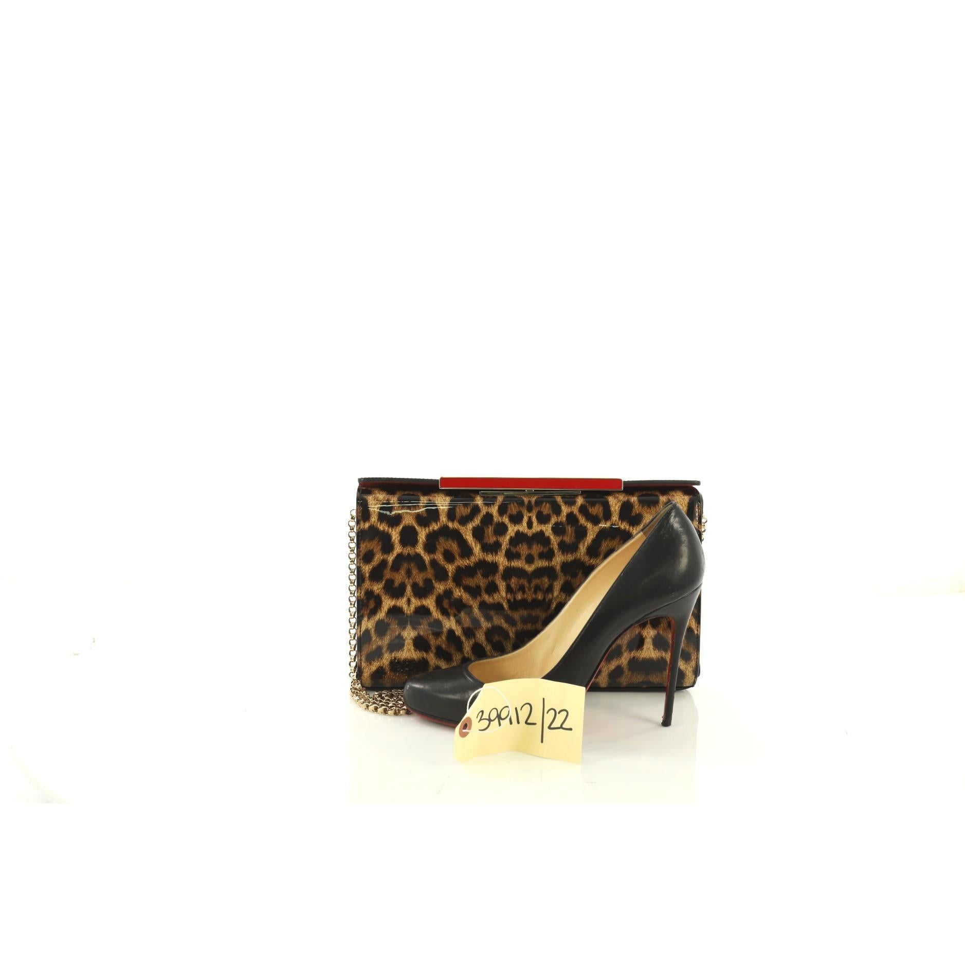 Brown Christian Louboutin Vanite Clutch Printed Patent Small
