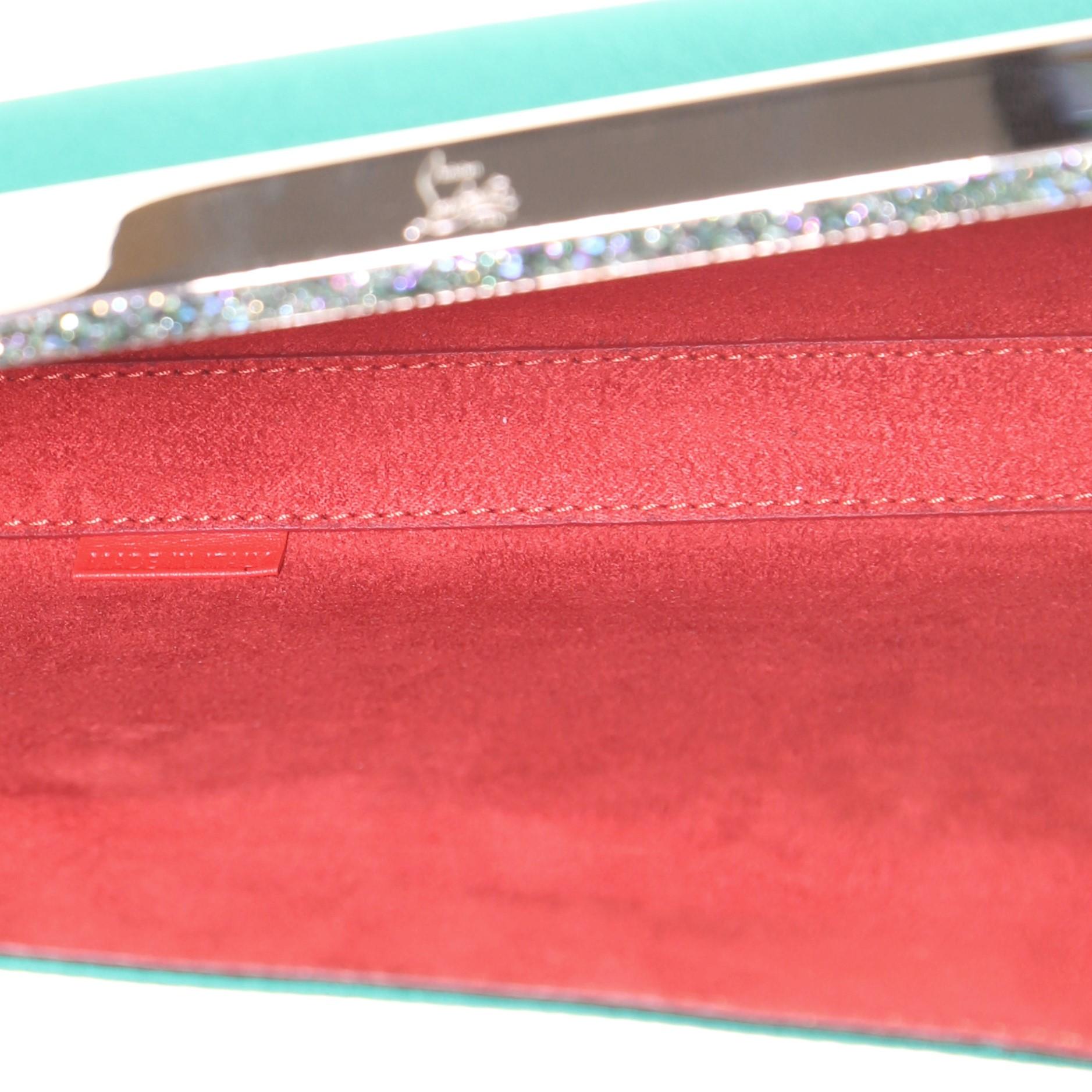 Blue Christian Louboutin Vanite Clutch Satin with Crystals Mini