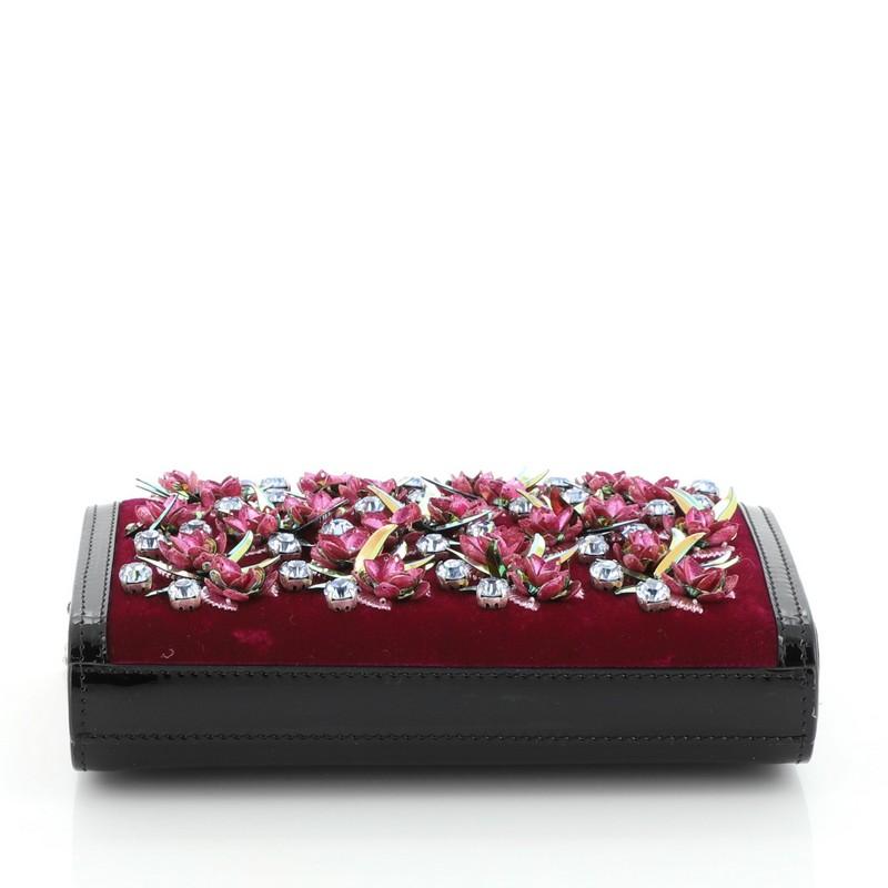 Women's or Men's Christian Louboutin Vanite Clutch Velvet with Floral Applique Mini