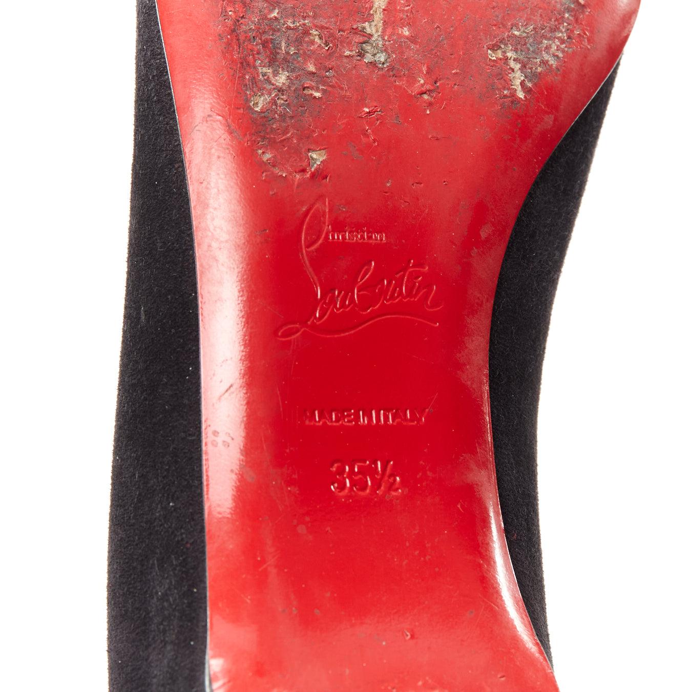 CHRISTIAN LOUBOUTIN Veau Velours black suede beaded embellished flats EU35.5 For Sale 5