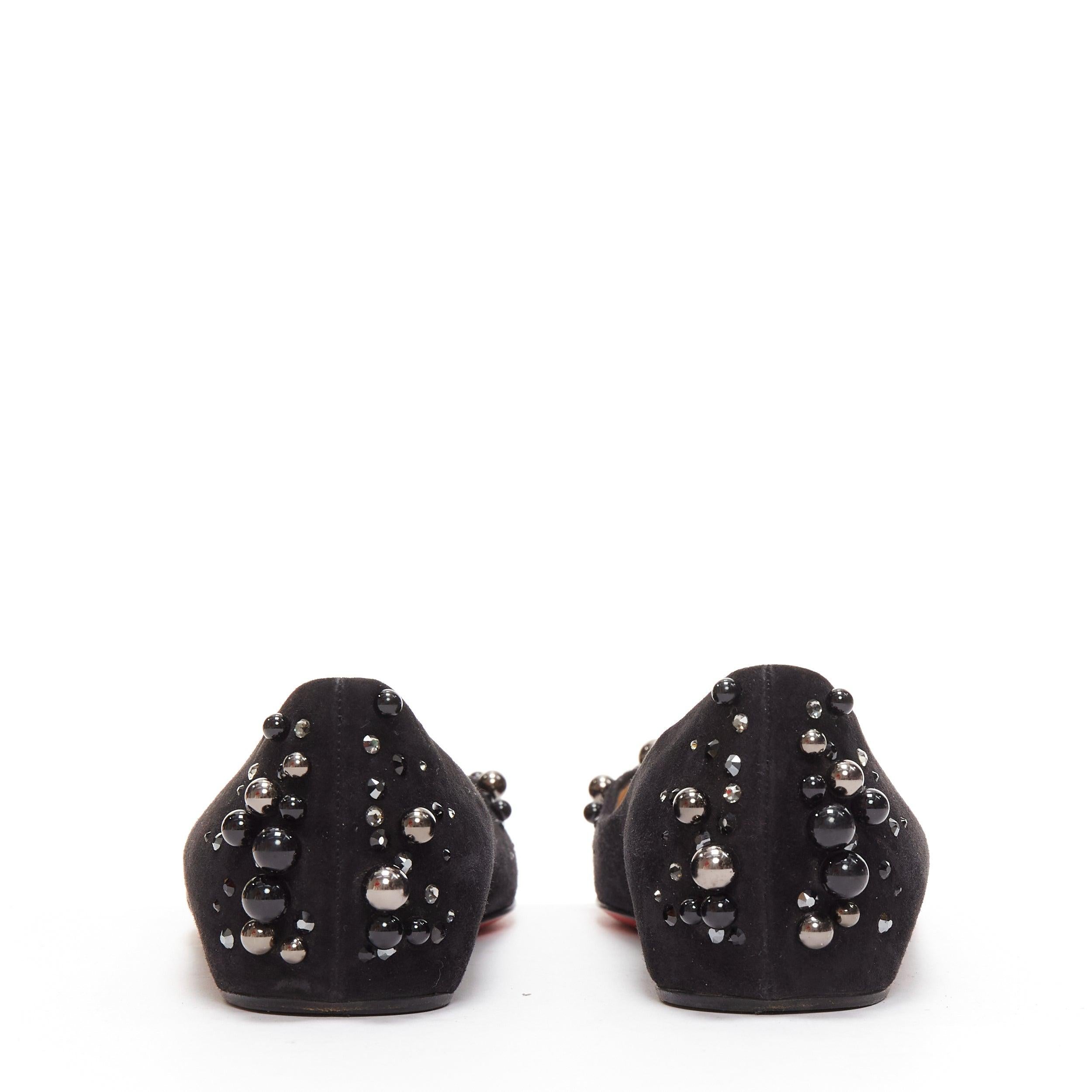 CHRISTIAN LOUBOUTIN Veau Velours black suede beaded embellished flats EU35.5 For Sale 1
