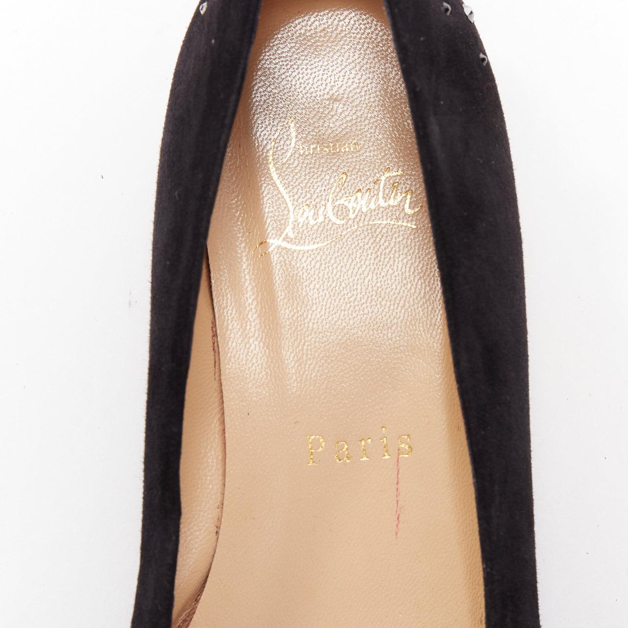 CHRISTIAN LOUBOUTIN Veau Velours black suede beaded embellished flats EU35.5 For Sale 4
