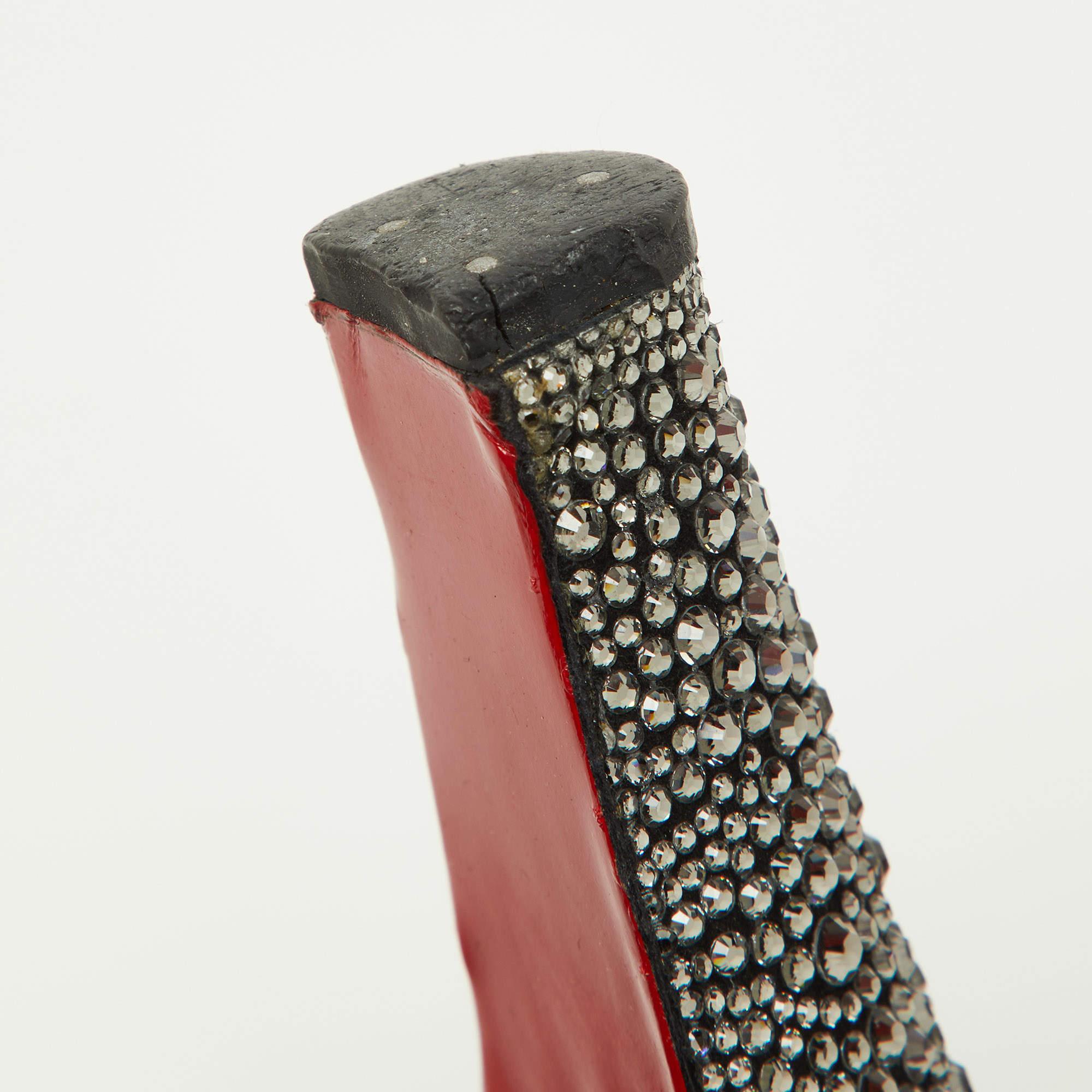 Christian Louboutin Velvet Crystal Embellished Heel Round Toe Pumps Size 38 1