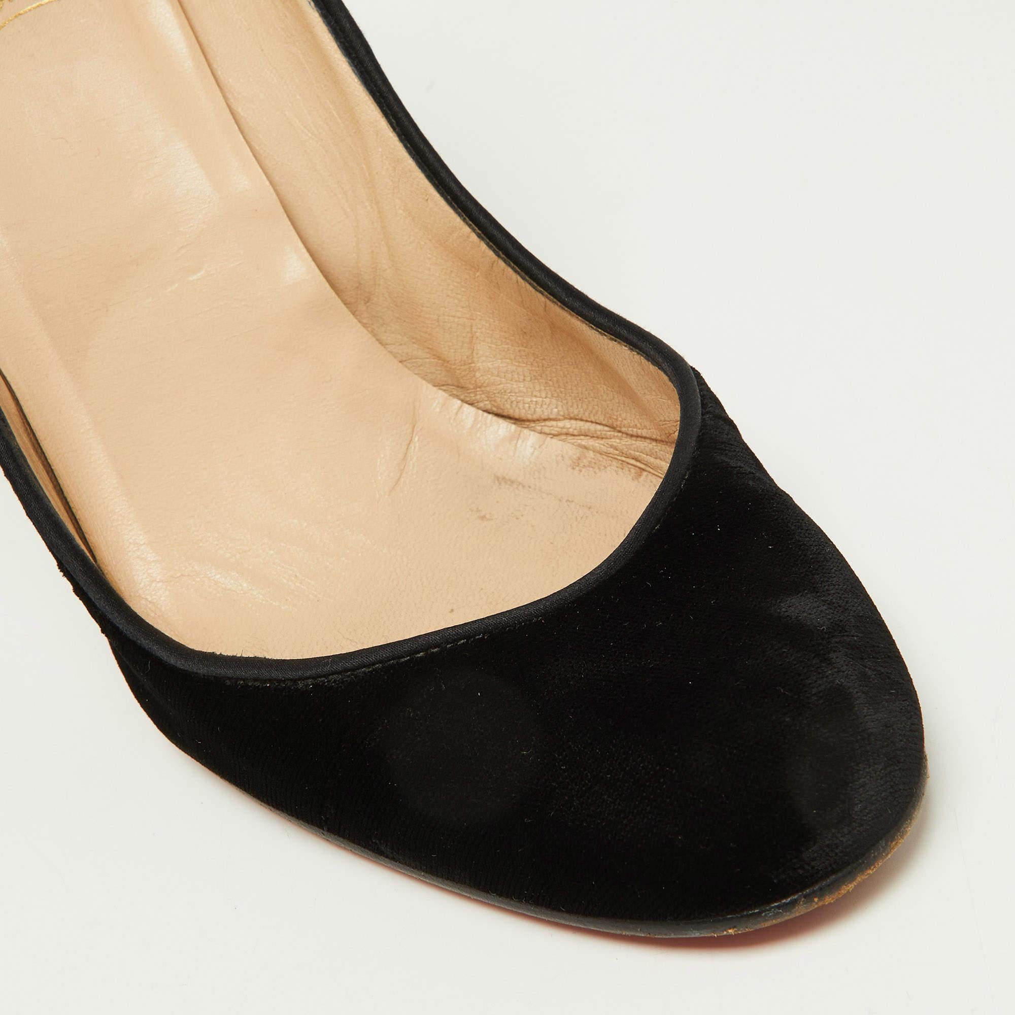 Christian Louboutin Velvet Crystal Embellished Heel Round Toe Pumps Size 38 3