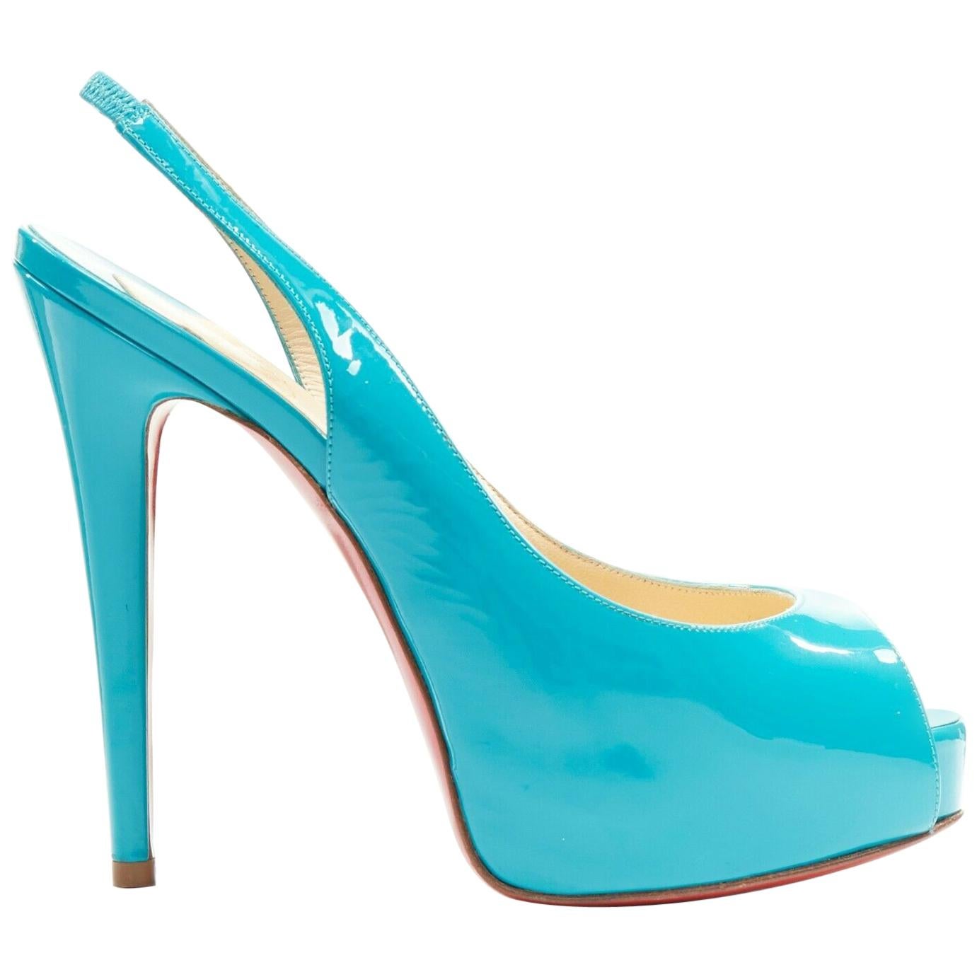 teal patent leather pumps