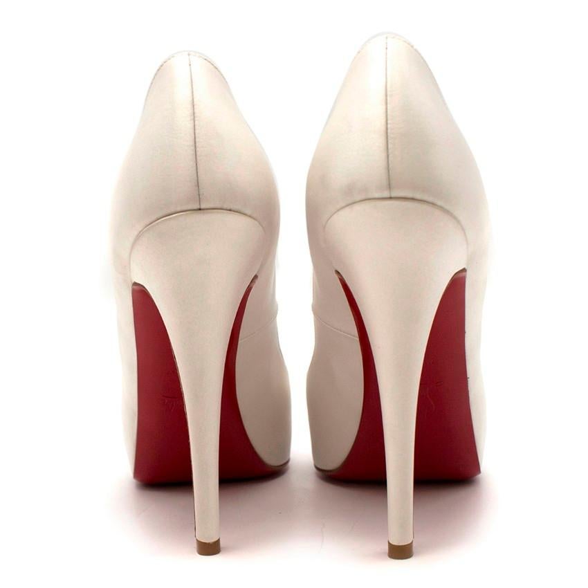 Gray Christian Louboutin Very Prive 120mm off-white satin pumps US 8.5