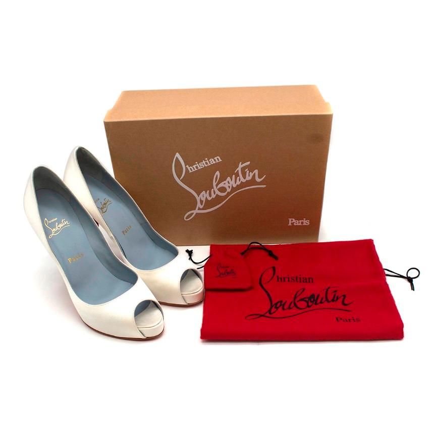 Christian Louboutin Very Prive 120mm off-white satin pumps US 8.5 3