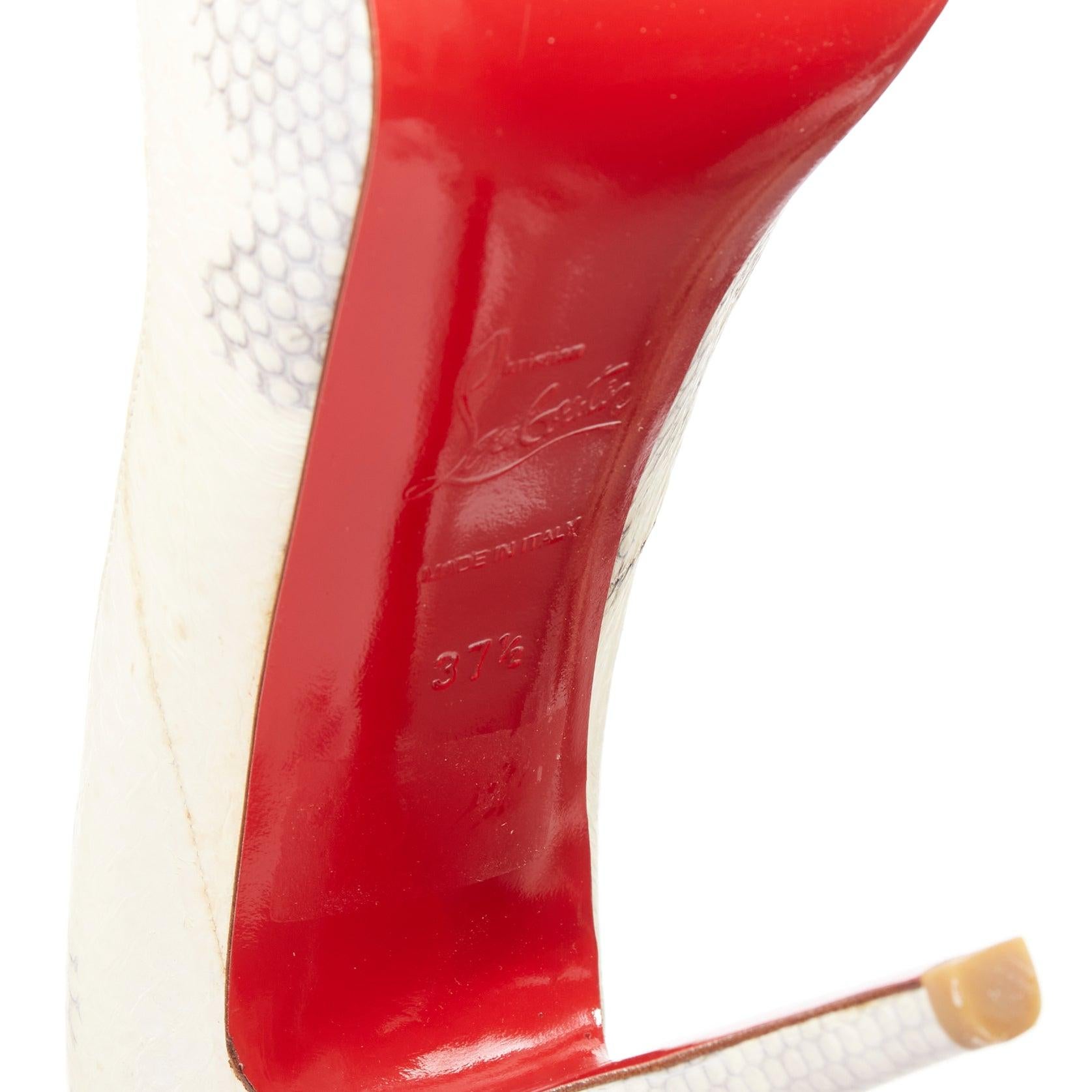 CHRISTIAN LOUBOUTIN Very Prive in pelle scamosciata avorio con plateau EU37.5 in vendita 5