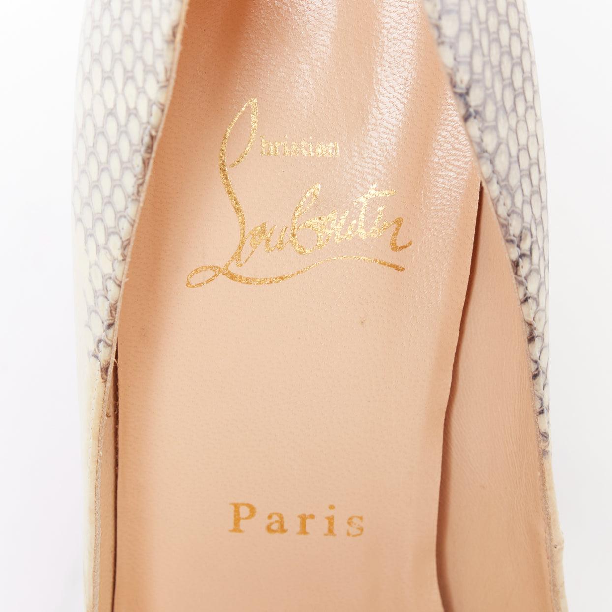 CHRISTIAN LOUBOUTIN Very Prive in pelle scamosciata avorio con plateau EU37.5 in vendita 4