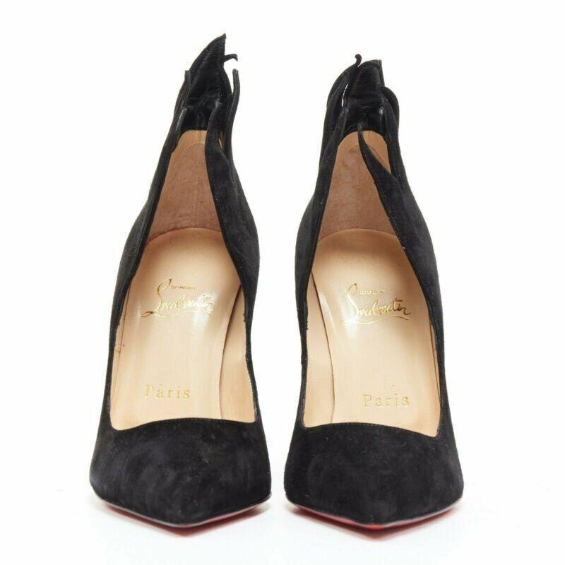 Black CHRISTIAN LOUBOUTIN Victorina 100 black suede flame point toe pumps EU36