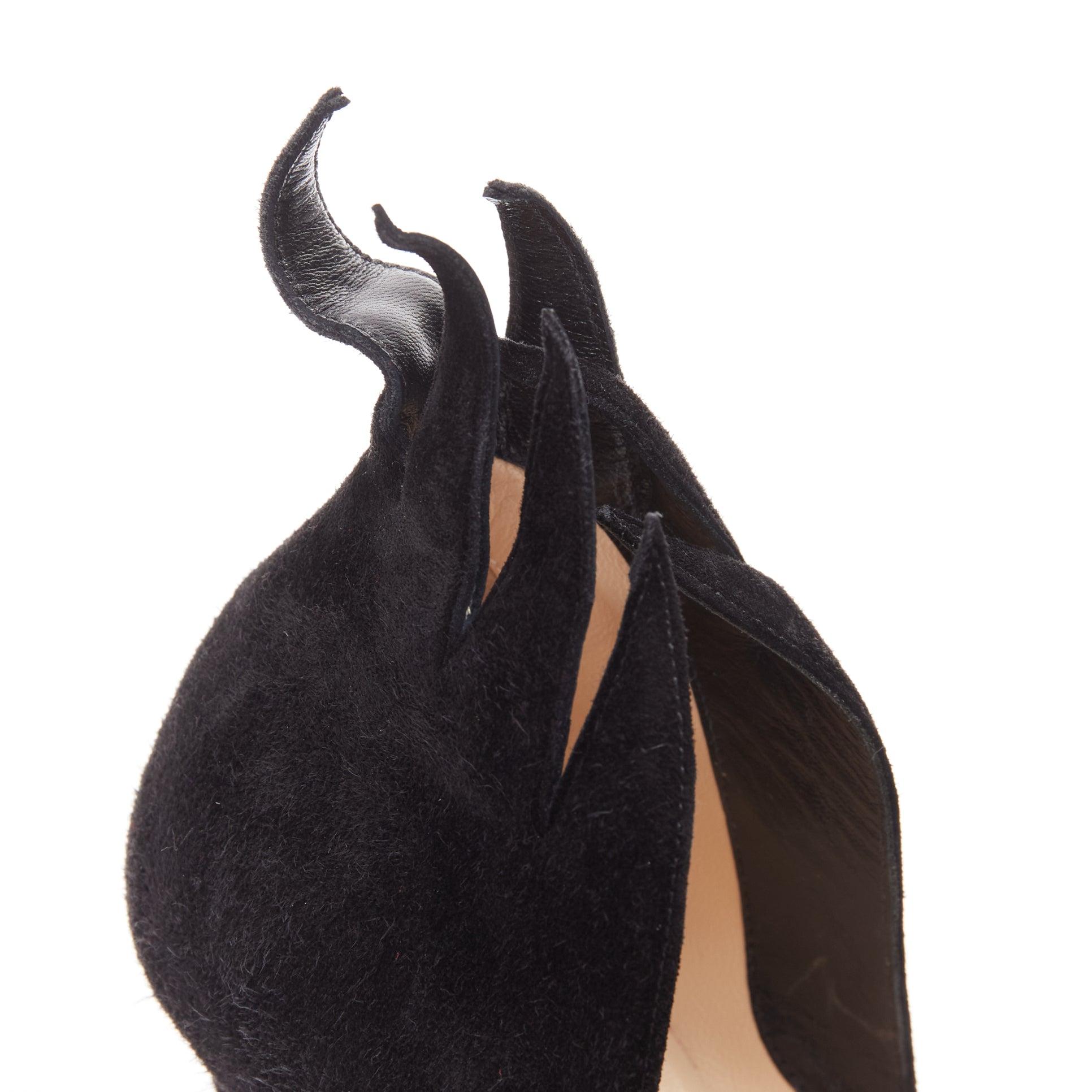 CHRISTIAN LOUBOUTIN Victorina Flame black suede stiletto pigalle pump EU37 For Sale 4