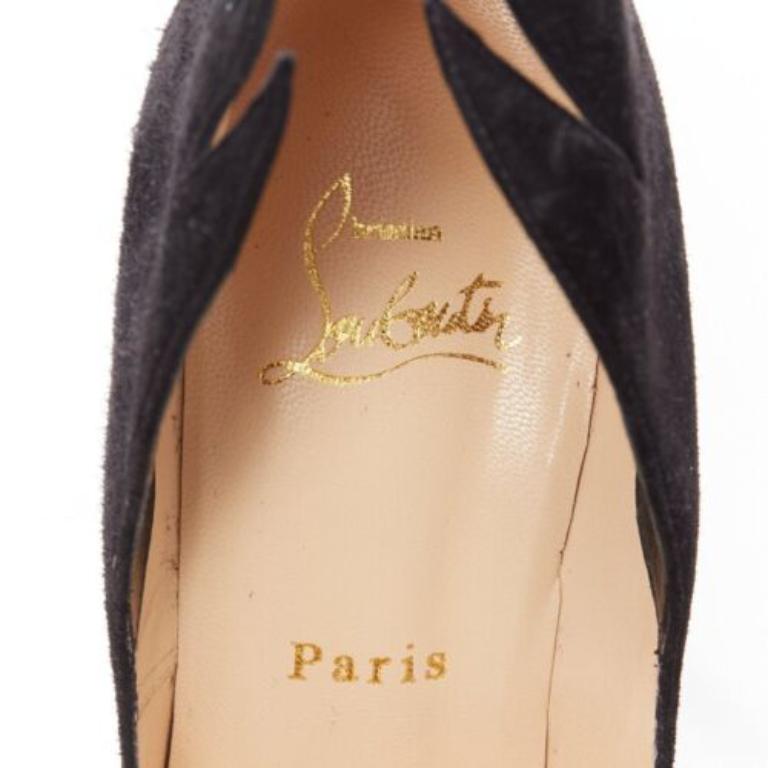 CHRISTIAN LOUBOUTIN Victorina Flame black suede stiletto pigalle pump EU37 For Sale 4
