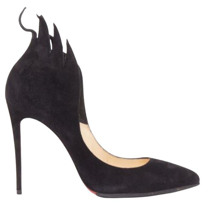 CHRISTIAN LOUBOUTIN Victorina Flame black suede stiletto pigalle pump EU37 For Sale