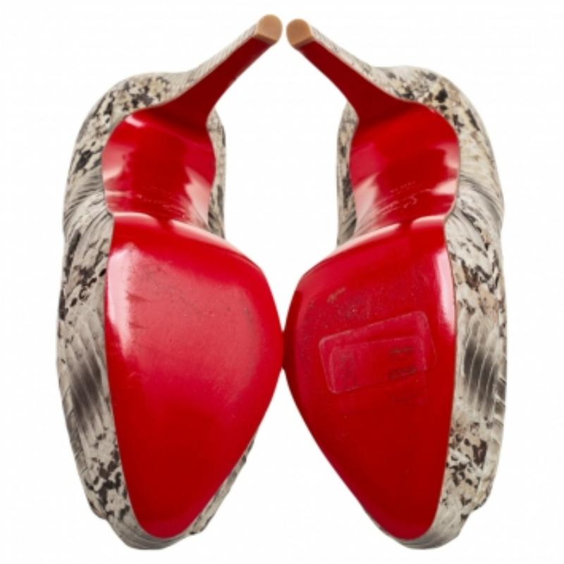 Christian Louboutin Water Snake Banana Peep Toe Platform Pumps Size 38.5 For Sale 3