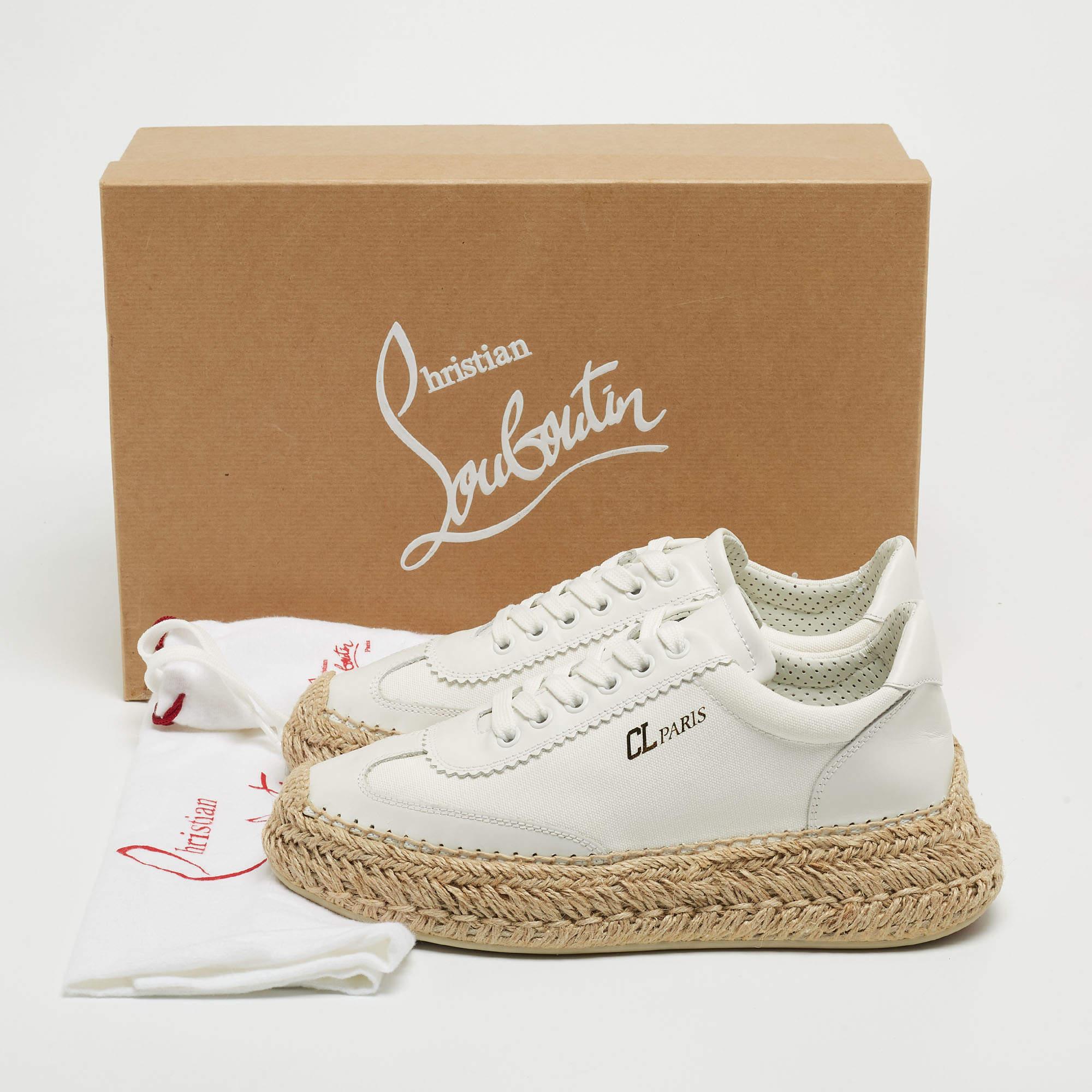 Christian Louboutin White  And Leather Espasneak Espadrille Sneakers Size 37 5