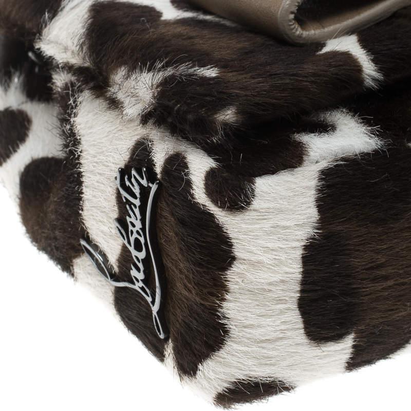 Christian Louboutin mini sac porté épaule « Sweet Charity » en cuir de veau imprimé animal blanc en vente 5