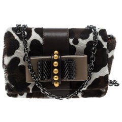 Christian Louboutin White Animal Print Calfhair Mini Sweet Charity Shoulder Bag