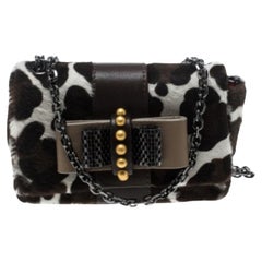 Christian Louboutin White Animal Print Calfhair Mini Sweet Charity Shoulder Bag