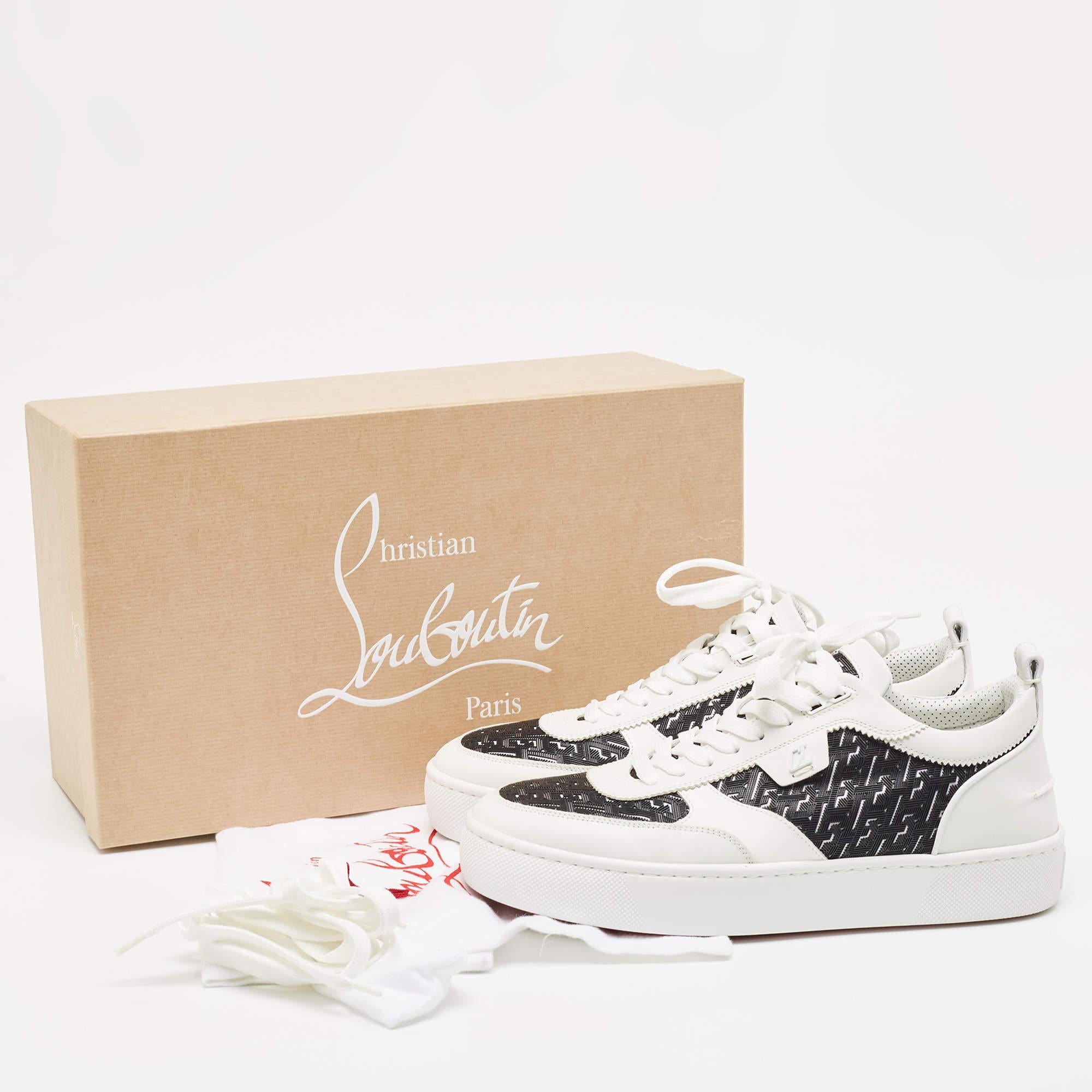 Christian Louboutin White/Black Leather and Rubber Happyrui Sneakers Size 42 4