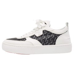 Christian Louboutin White/Black Leather and Rubber Happyrui Sneakers Size 42