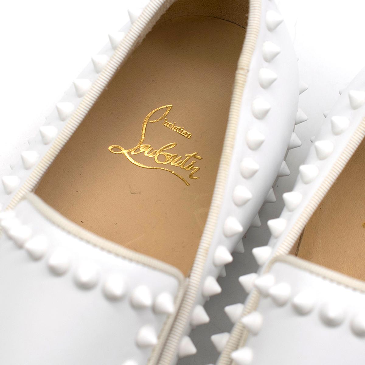 Christian Louboutin White Cador studded leather slip-on sneakers Fr 41 In Excellent Condition In London, GB
