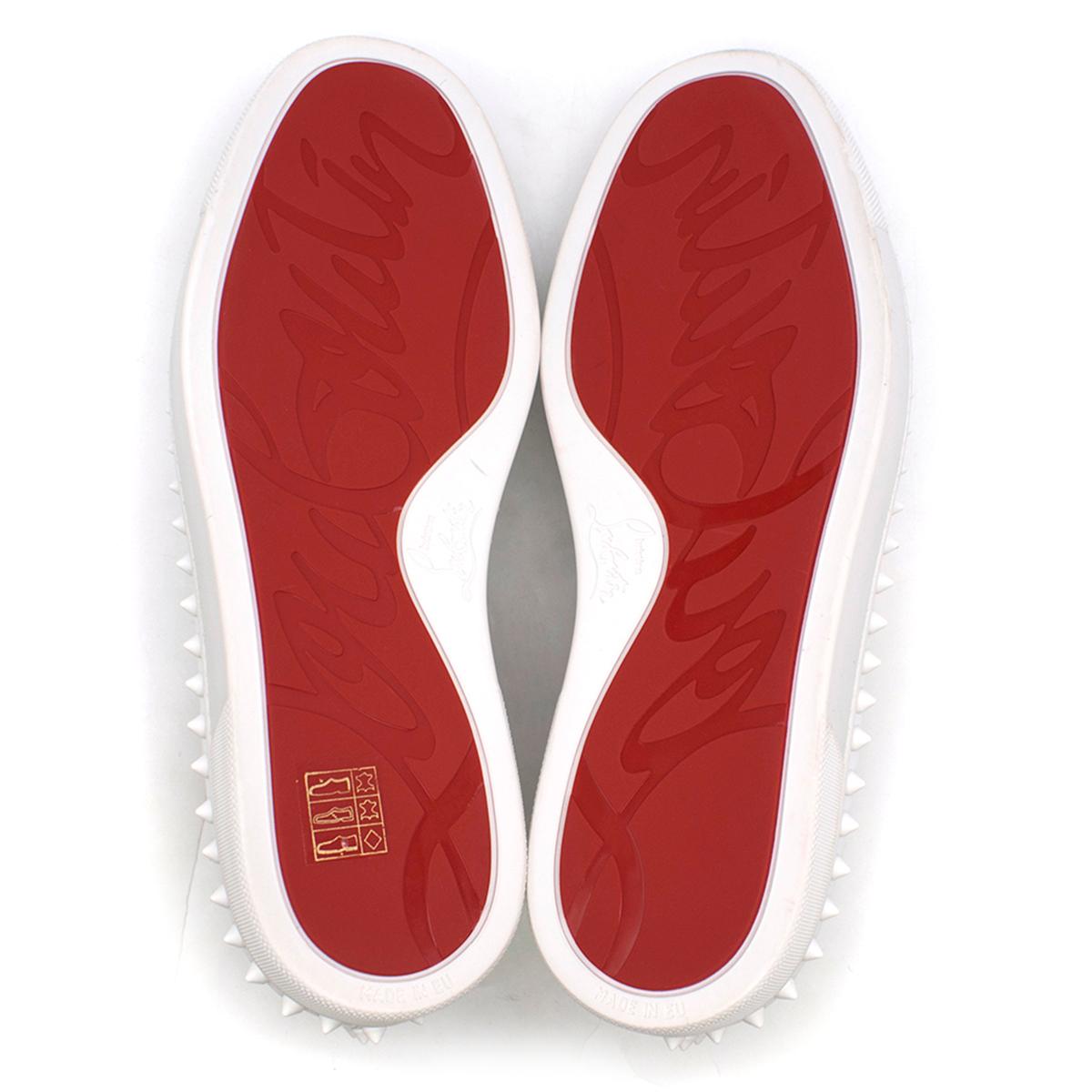 Christian Louboutin White Cador studded leather slip-on sneakers Fr 41 2