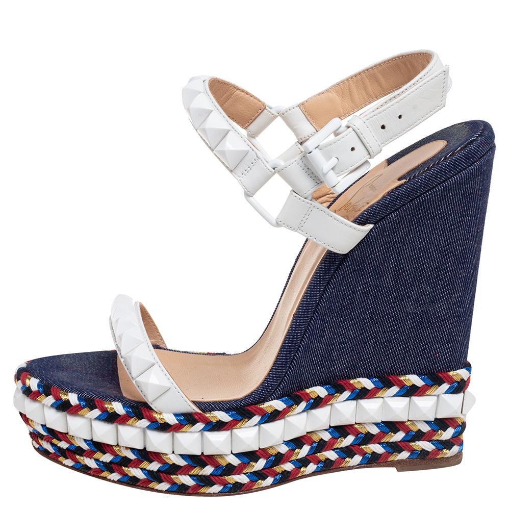 white louboutin wedges