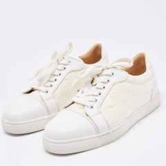 Christian Louboutin White Fabric And Leather Vieira Orlato Trainers Sneakers Siz