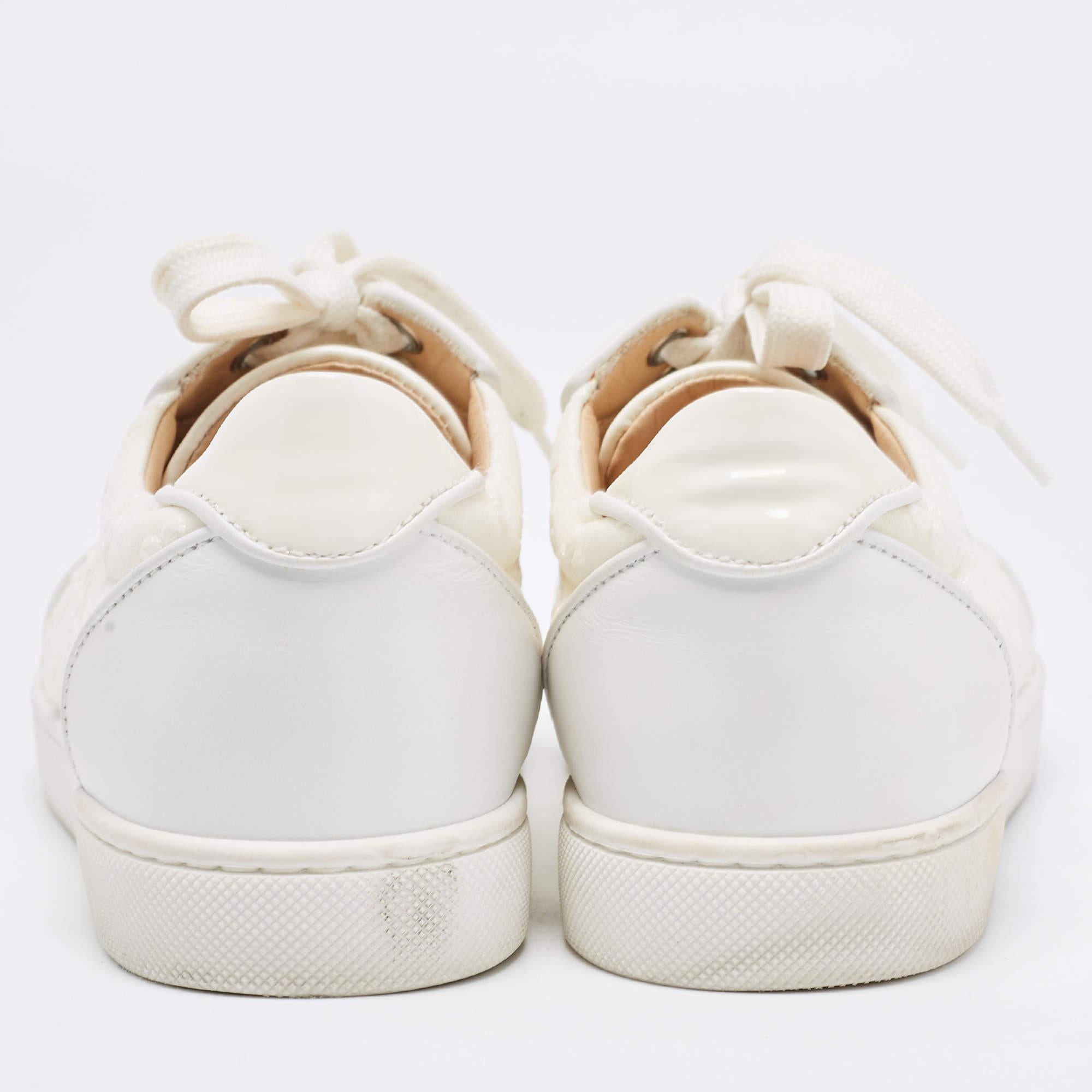 Christian Louboutin White Fabric And Leather Vieira Orlato Trainers Sneakers Siz 1