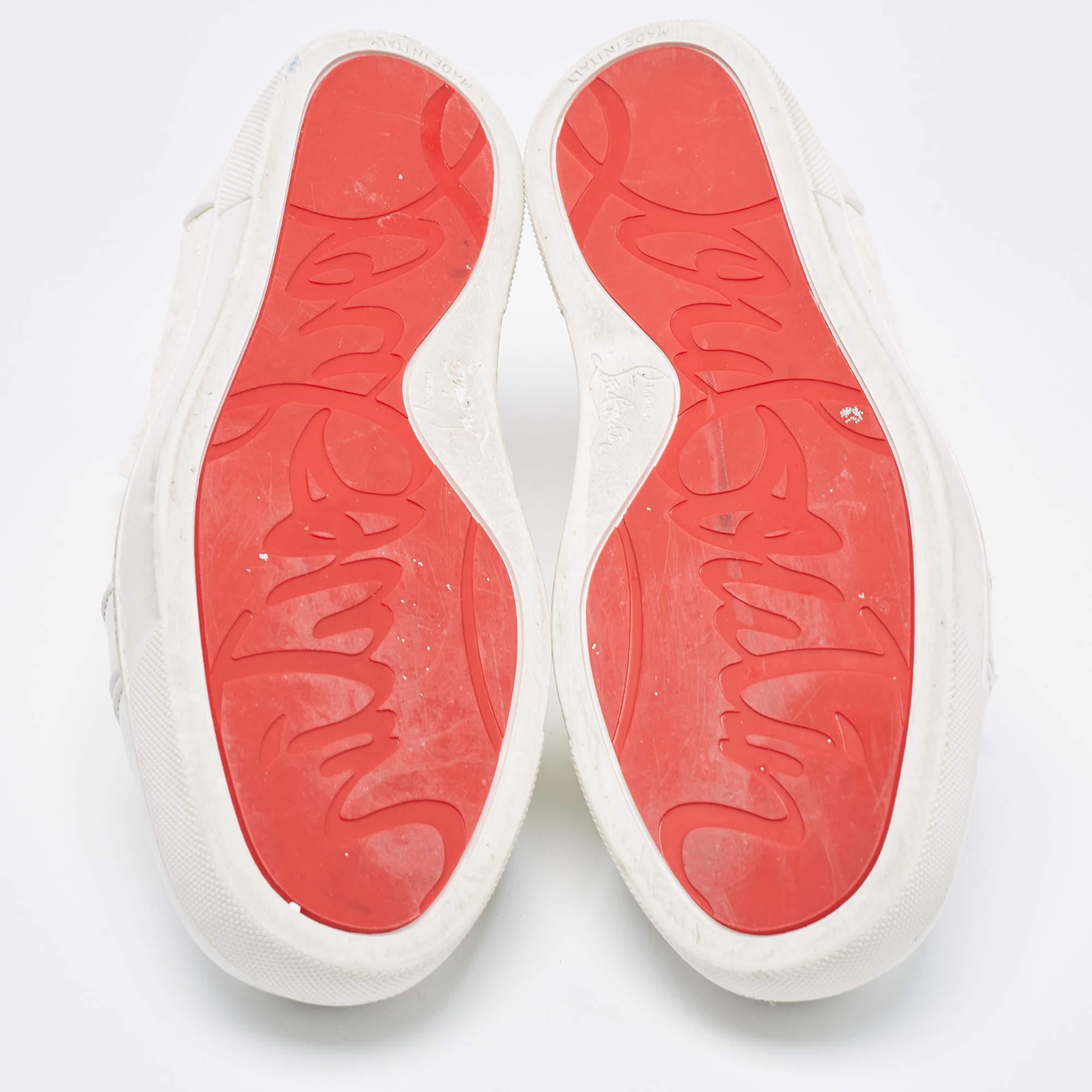 Christian Louboutin White Fabric And Leather Vieira Orlato Trainers Sneakers Siz 2