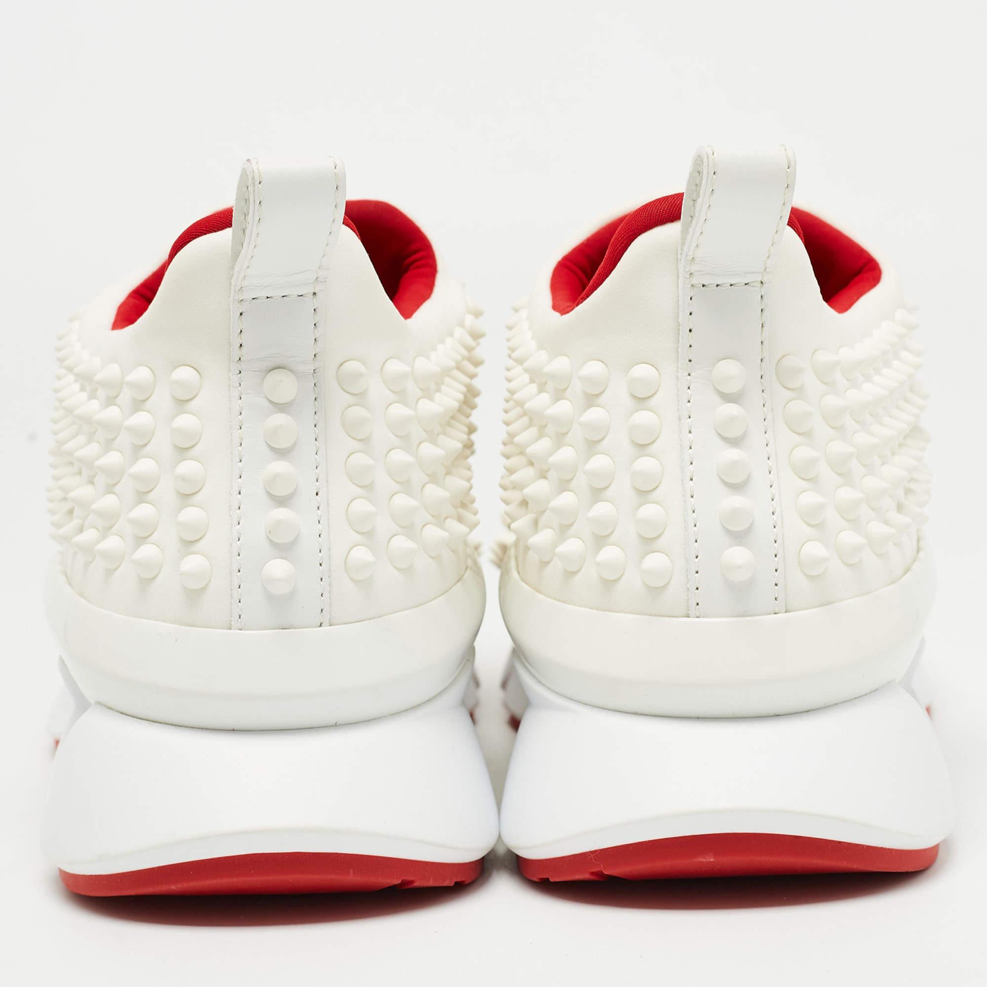 Christian Louboutin White Fabric Spike Slip On Sneakers Size 40 1