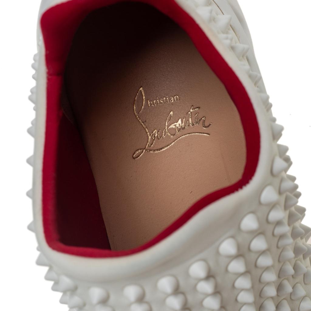 Christian Louboutin White Fabric Spike-Sock Sneakers Size 39 2
