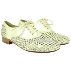 Vintage Christian Louboutin White Freddy Spiked SKUFlats